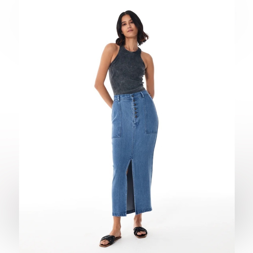*NWOT* Young Fabulous & Broke Dara Denim Midi Skirt - Picture 5 of 5